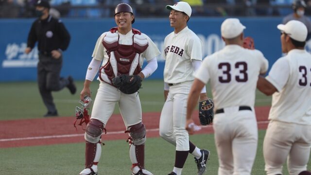 先発・西垣が８回２失点の粘投　逆転勝利で２季ぶり47度目の優勝に逆王手／慶大１回戦詳報