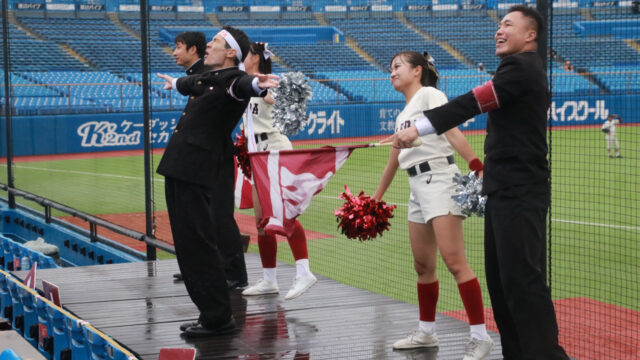 雨にも負けず、法大にも負けず。優勝への望みをつなぐ/早法２回戦応援