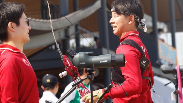 【男子アーチェリー】男子３選手、粘りを見せるもトーナメント進出ならず