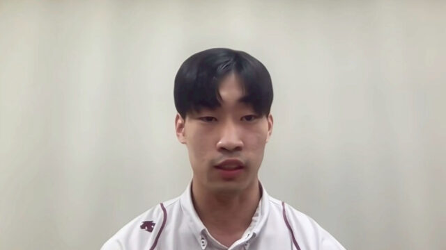 【男子バレー】全日本インカレを12月頭に控える前田主将が記者発表に参加した