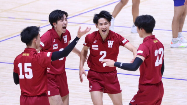 【男子バレー】全日本インカレ初日、びわこ成蹊スポーツ大に快勝し１回戦を無事突破！